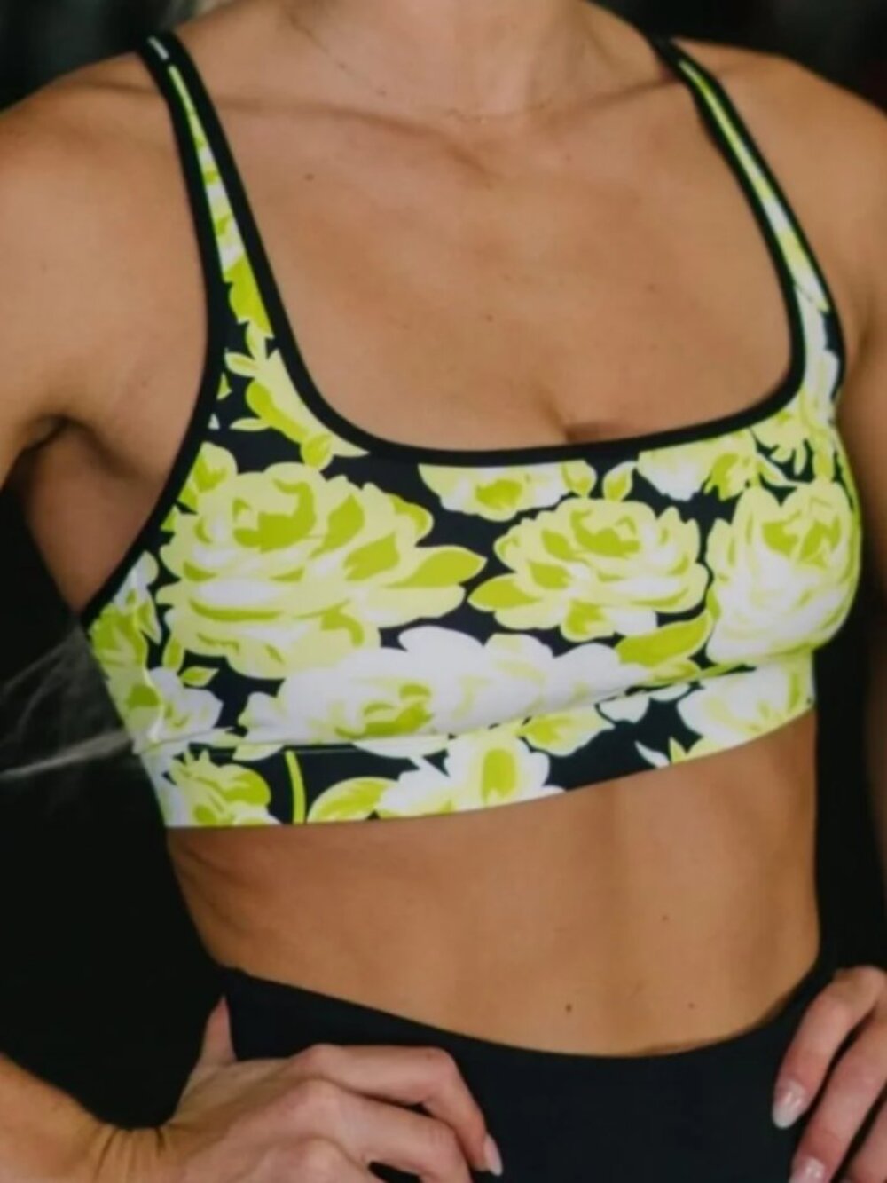 Zyia Green Rosamunde Sports Bra-Green Floral-Size XL (runs small)
